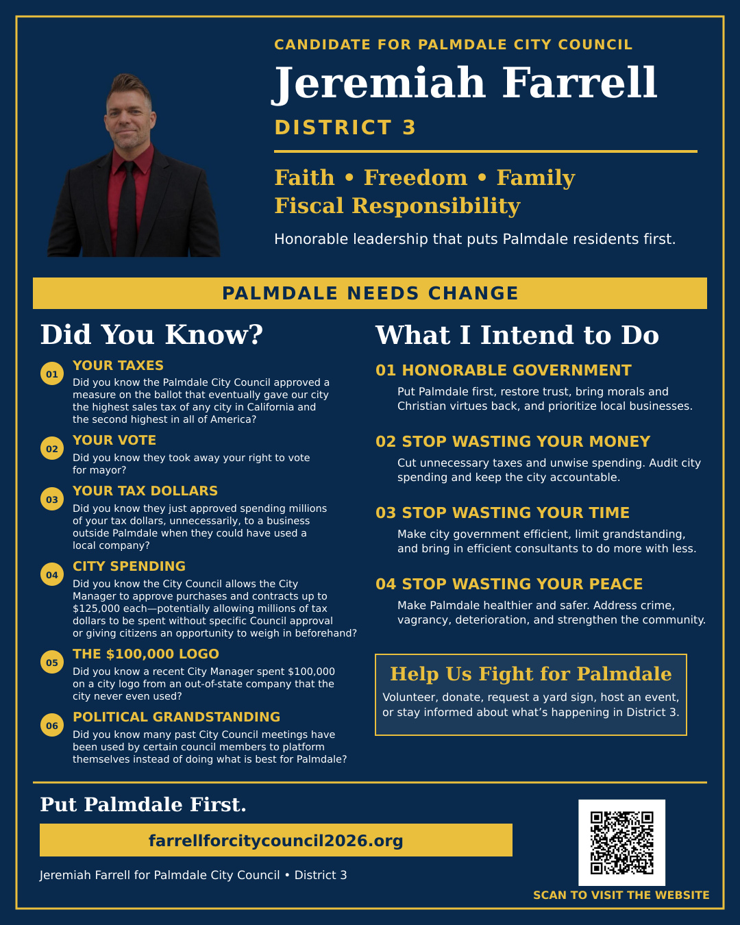 Jeremiah Farrell campaign poster