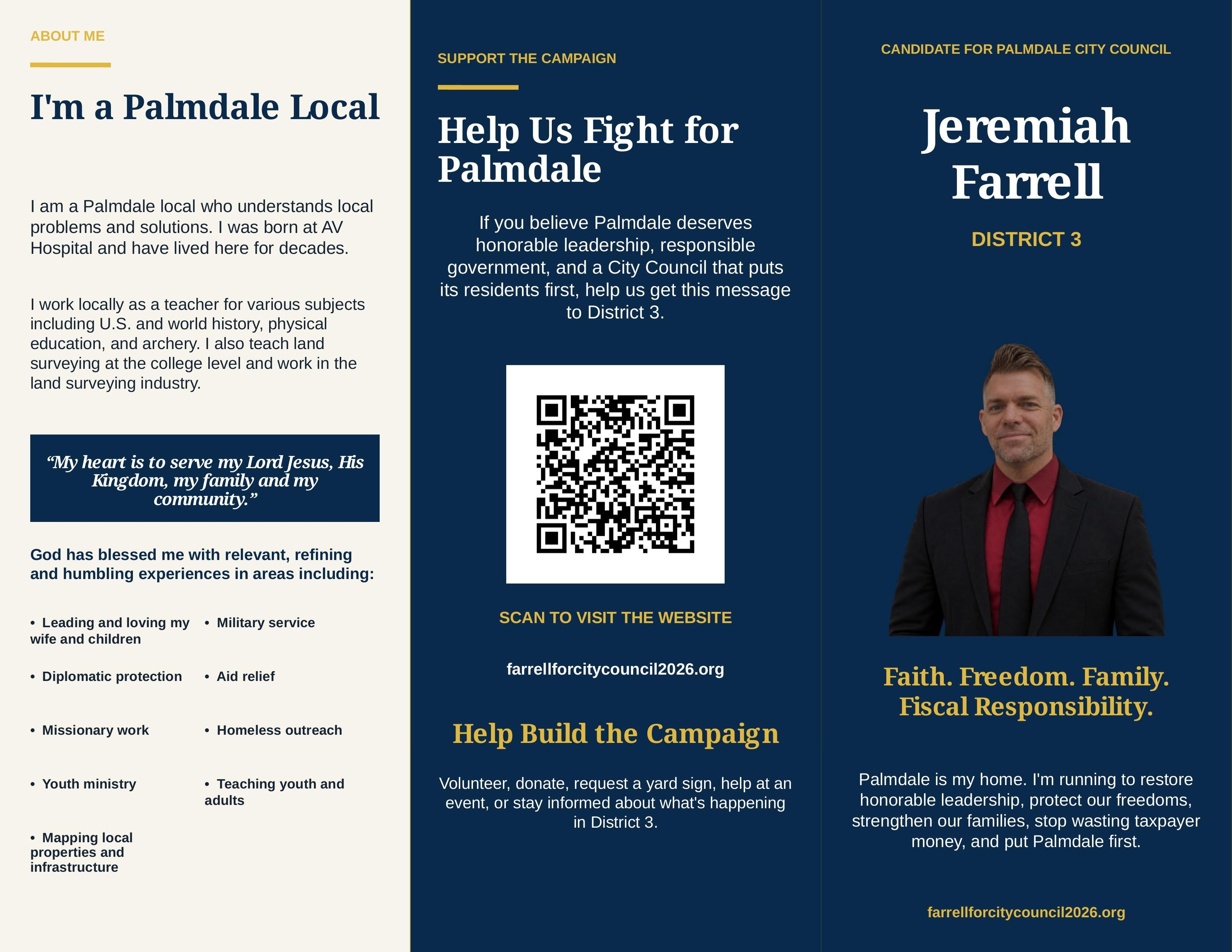 Jeremiah Farrell campaign brochure front